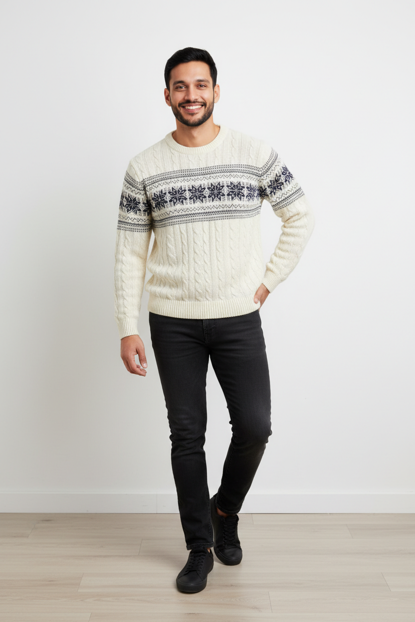 Pull maille torsadée nordique - L