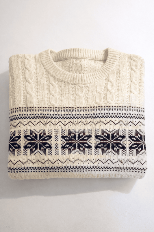 Pull maille torsadée nordique - L
