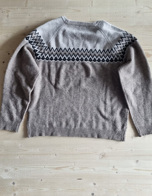 Pull laine gris à motif - 2XL