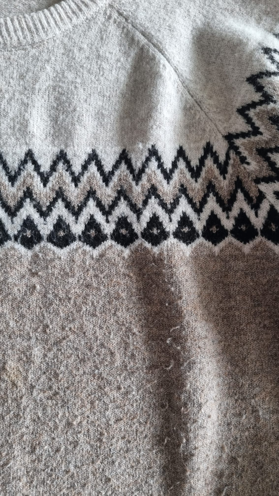 Pull laine gris à motif - 2XL