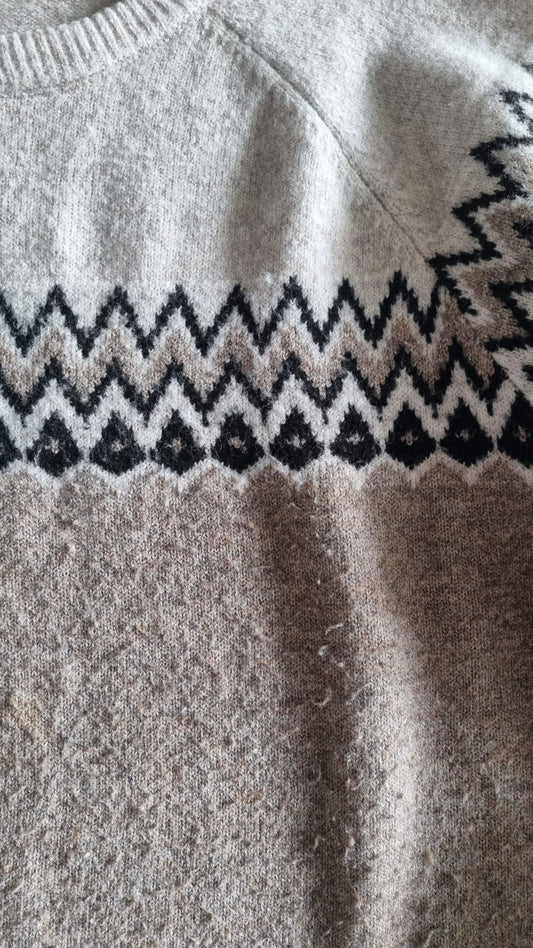 Pull laine gris à motif - 2XL