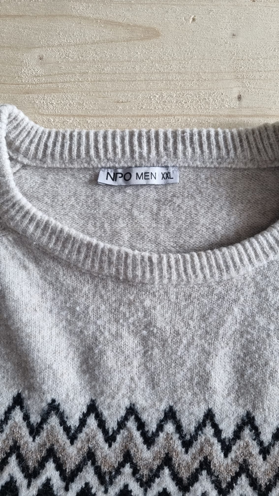 Pull laine gris à motif - 2XL